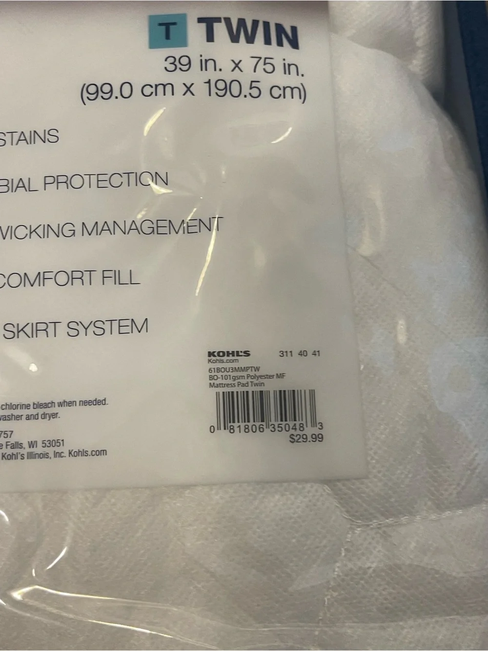 The Big One White Twin Essential Mattress Pad White Quilted Bedding Topper